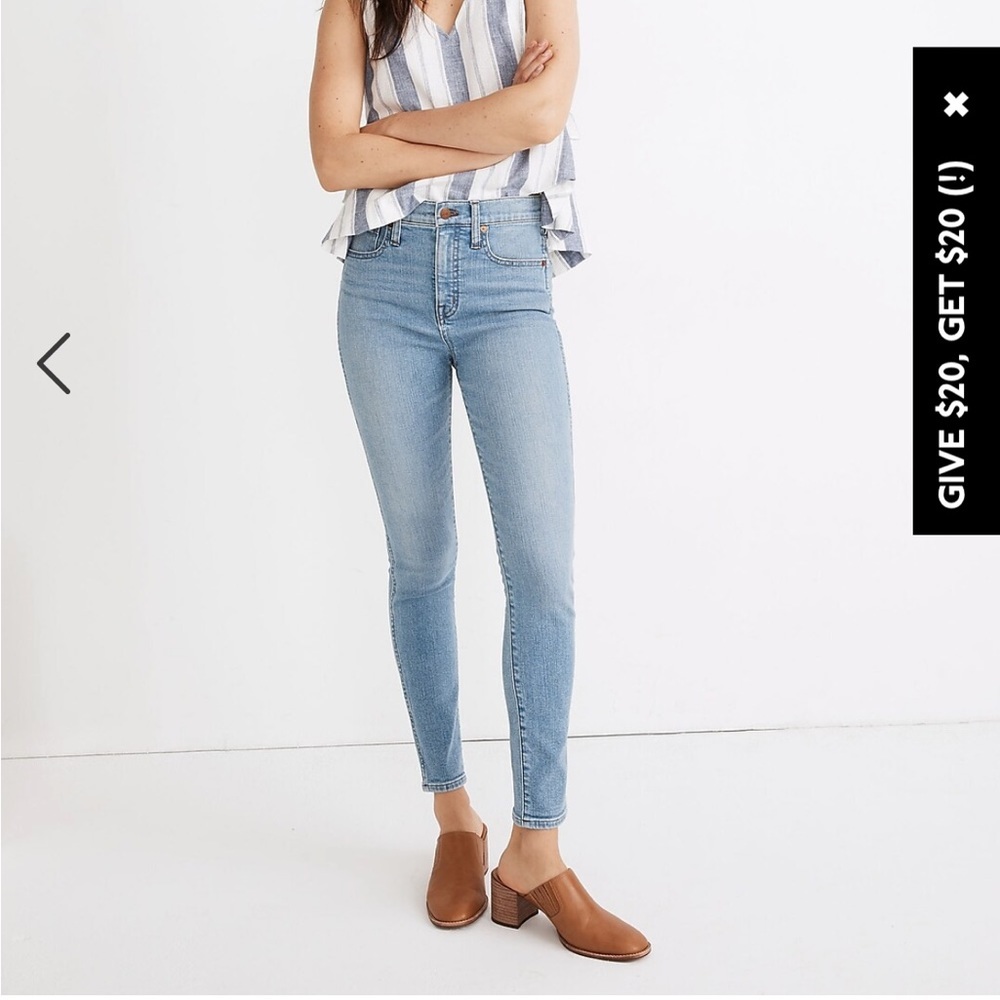 Madewell - NEW 10” High Rise Skinny Jeans Light Blue Wash - Size 26